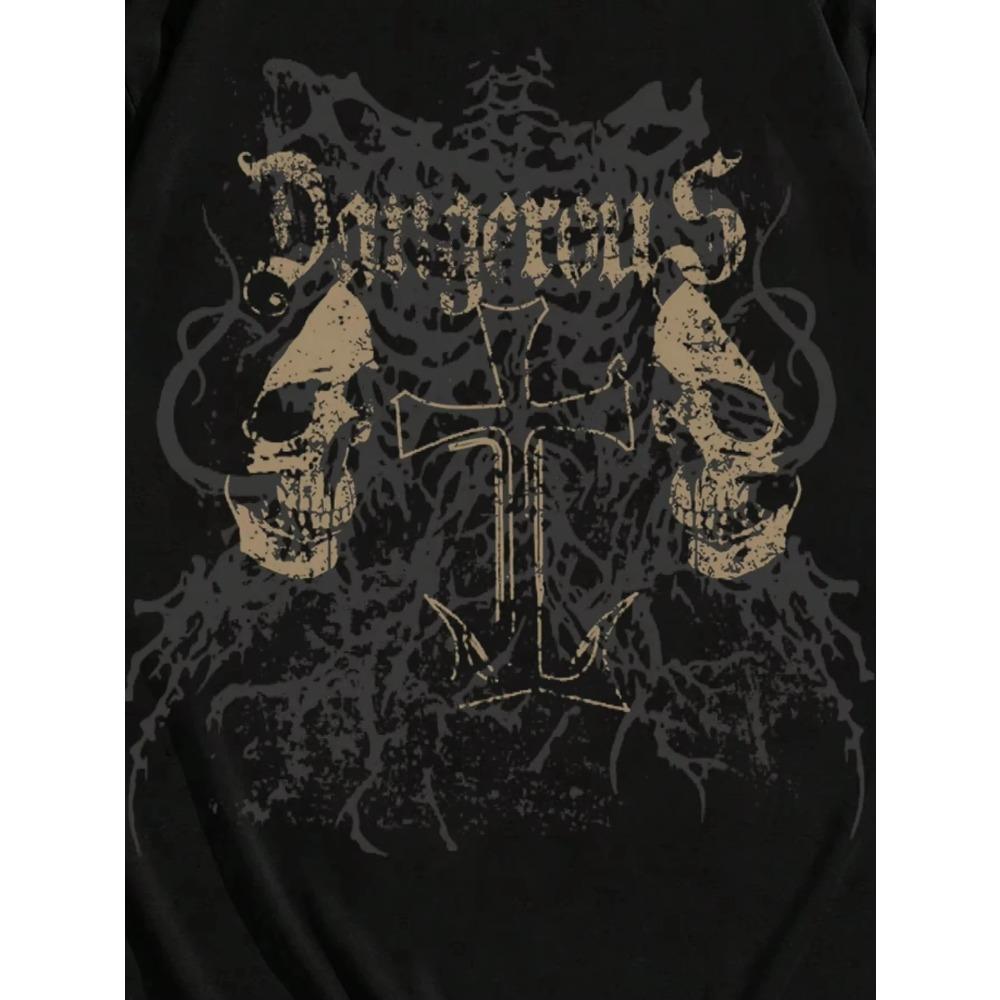 Grunge Punk Totenkopf Bedrucktes Damen Herren Unisex Baumwoll-T-Shirt Luxusmarke Mode Übergröße Top Lässig Kurzarm Klassisches T-Shirt