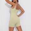 Auroth Rückenfreier Sport-Overall für Damen, einteiliger Yoga-Strampler, nahtlose Shorts, Workout, Laufen, Fitness-Bodysuit