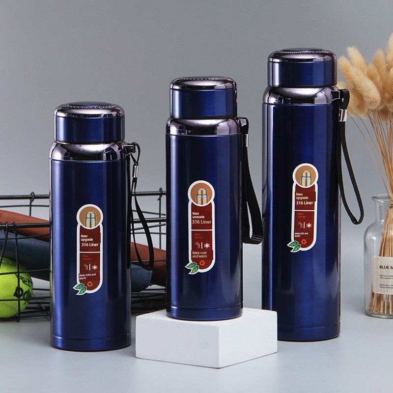 316 Stainless Steel Sports Water Bottle, Outdoor Portable Car-Mounted Sling Water Cup, Gradient Star Bottle, Large Capacity Thermos Cup