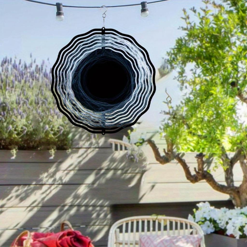 10 Inch Black and White Wind Spinner Outdoor Decor 360 Rotating Hook Hanging Garden Ornament for Spring Summer Creative Gift Idea