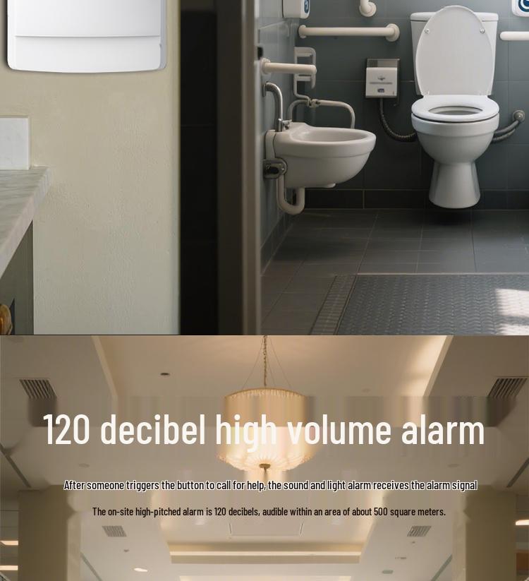 Wireless Emergency Alarm Button for Disabled Restroom with Sound and Light