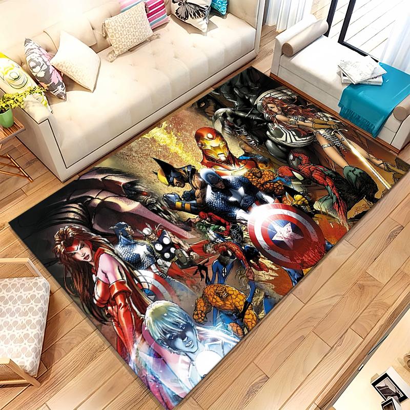 Marvel Avengers Spider Man Cartone Animato Tappeto Area Antiscivolo per Soggiorno Tappeto Morbido per Camera da Letto Stanza dei Giochi dei Bambini Divano, Zerbino Decorazione per la Casa