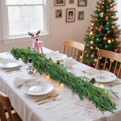 Kiefer Weihnachtsgirlande Realistisches Grün Immergrün Zeder Kranz Winter Feiertagsdeko Kaminsims Kamin Treppe Innen Außen Deko