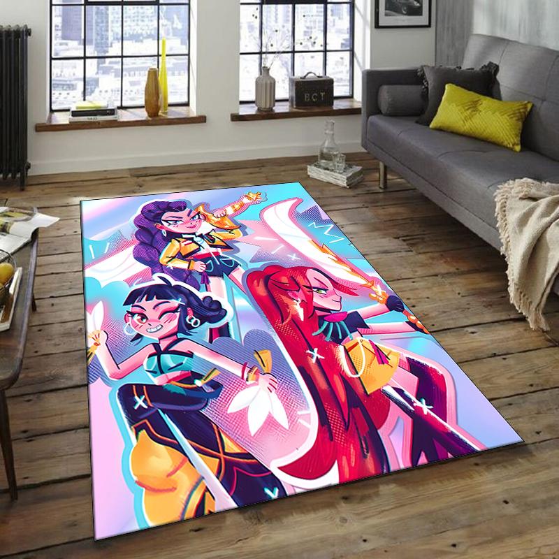 1pc KPop Demon Hunters5 Design Area Rug - Non-Slip, Soft & Cozy Floor Mat for Living Room, Bedroom, Office - Indoor/Outdoor Decorative Carpet