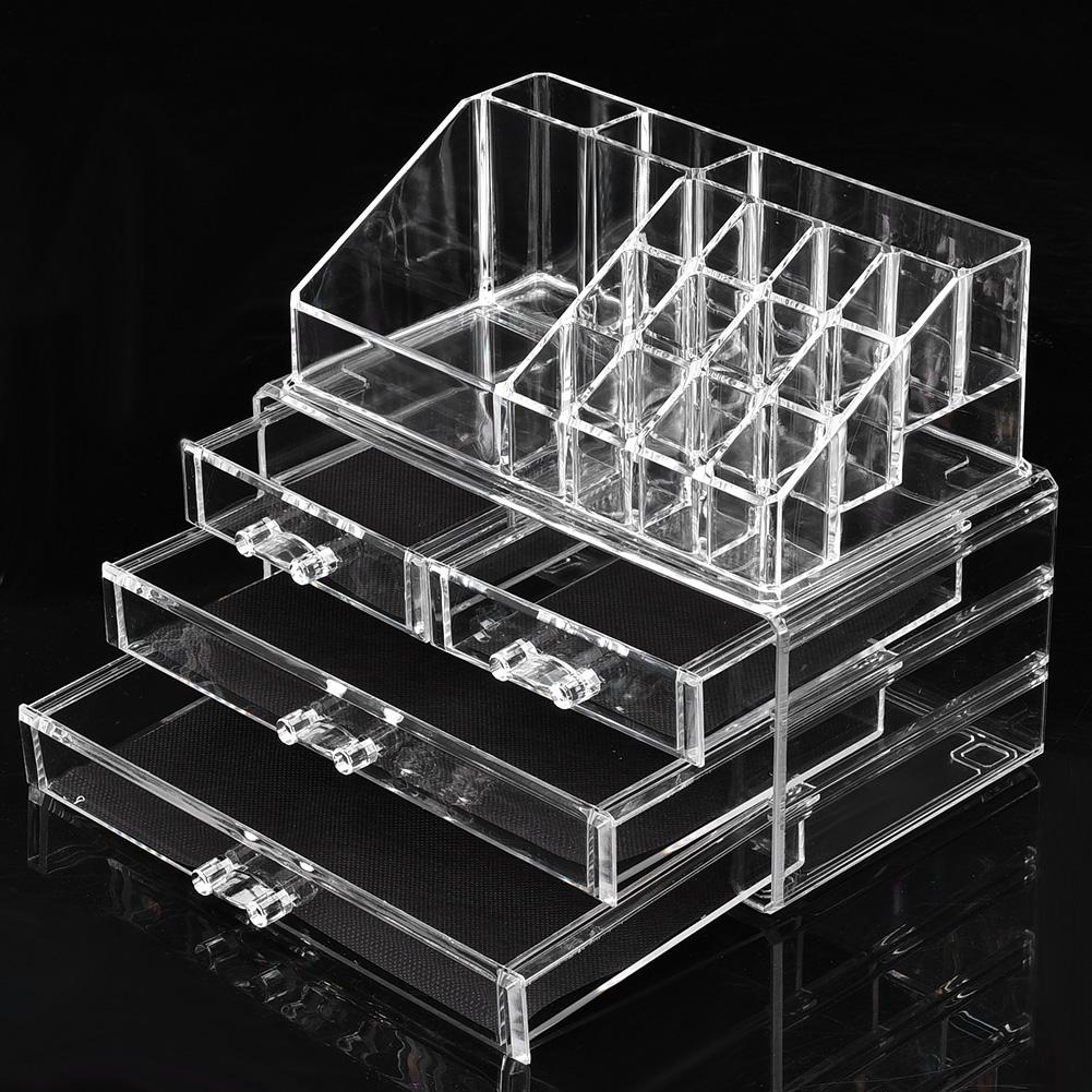 Clear Makeup Cosmetics Organizer Jewelry Storage Box Multi Layer Case with Drawers