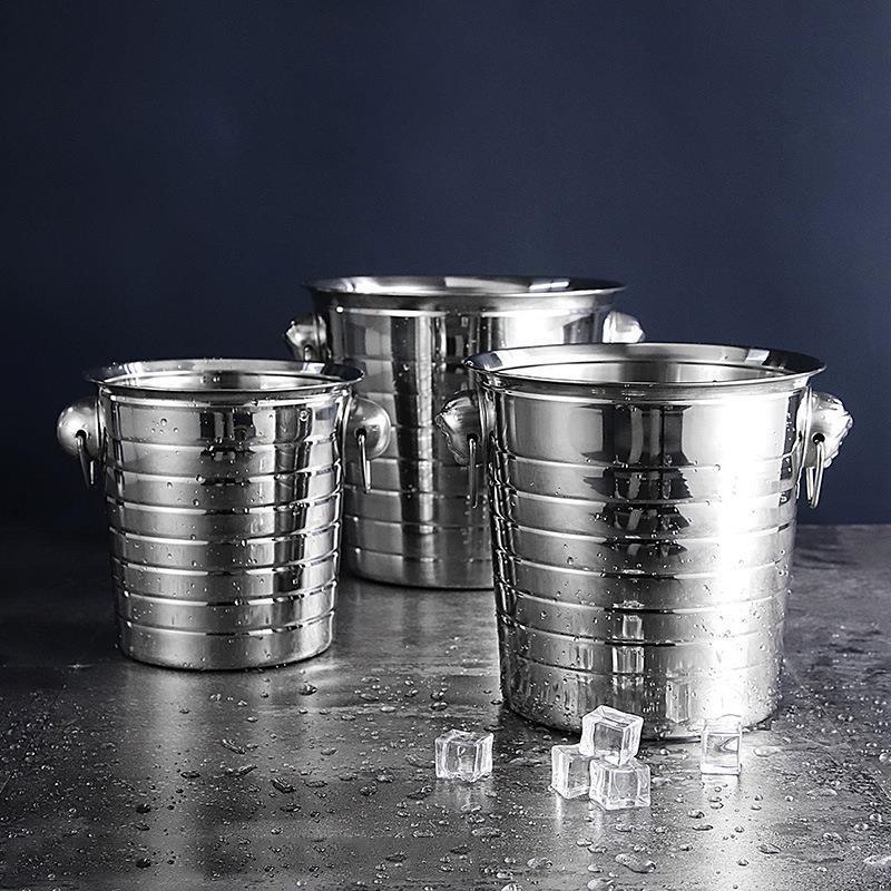 3/5L Stainless Steel Ice Bucket Wine Beer Cooler Bucket Ice Maker For KTV Bar Kitchen Party Barware Snack Bucket Container