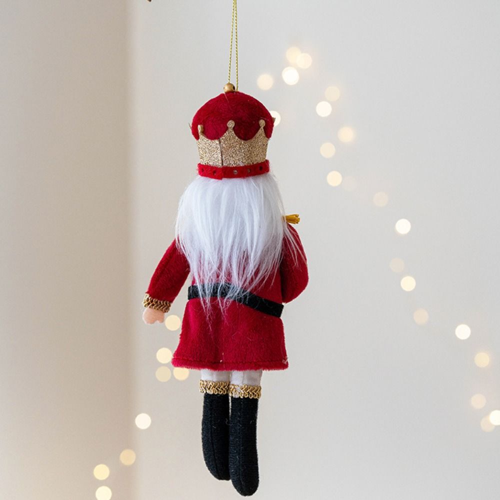 Fabric Nutcracker Soldier Pendant 19cm Red Blue Green Black Christmas Fabric Nutcracker European-Style Soldier Ornaments