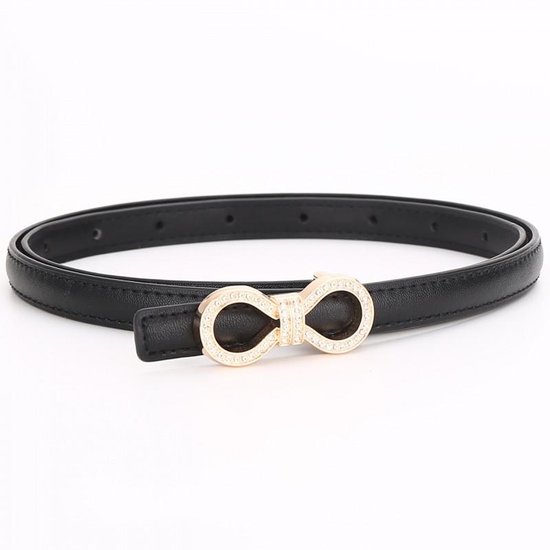 Womens Slim Leather Belt With Zinc Alloy Rhinestone Buckle Fashion Waistband Pants Skirts Office Casual