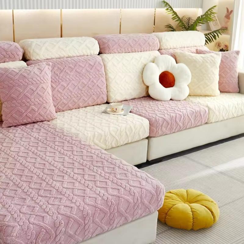 Winter Thick Plush Sofa Cover All Inclusive Anti Slip Detachable Washable Sofa Cover High Elasticity Furniture Protective Cover