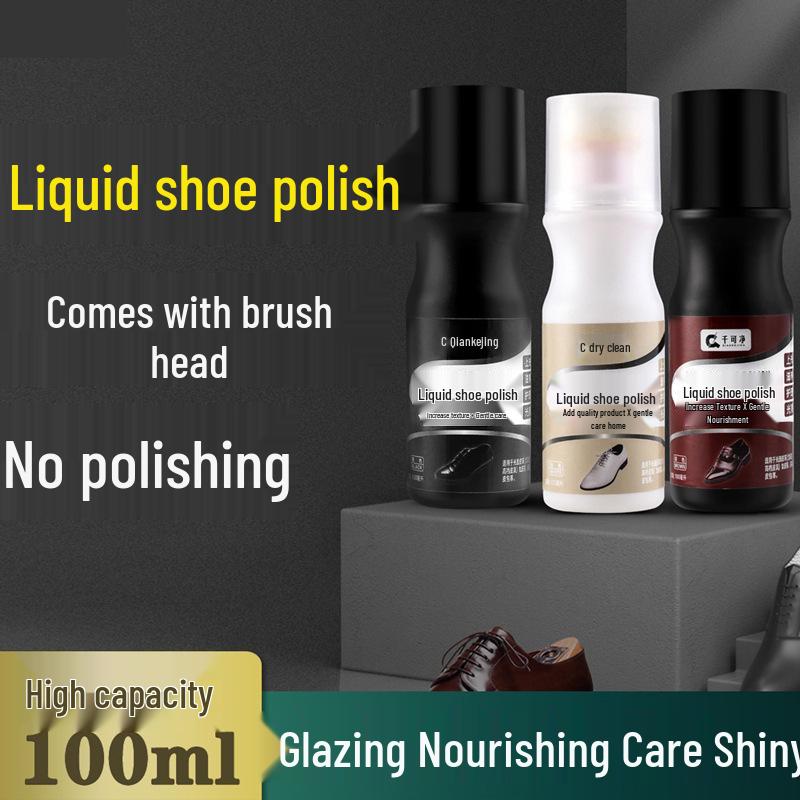 Liquid Shoe Polish: One-Wipe Shine, Colorless & Black, Genuine Leather Care with Lanolin, Nourishing & Waterproof Cleaning Solution.