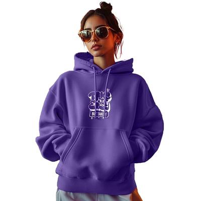 JUNEBERRY Cotton Polly Fleece Oversized Fit Purple Graphic Hoodie for Women (JHD0423PRPT31_M)