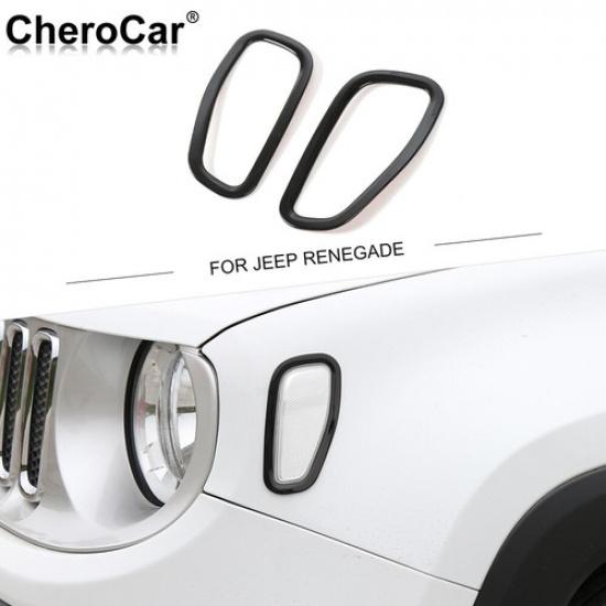 Front Side Fender Light Lamp Cover Trim Bezels For Jeep Renegade 2016- Black