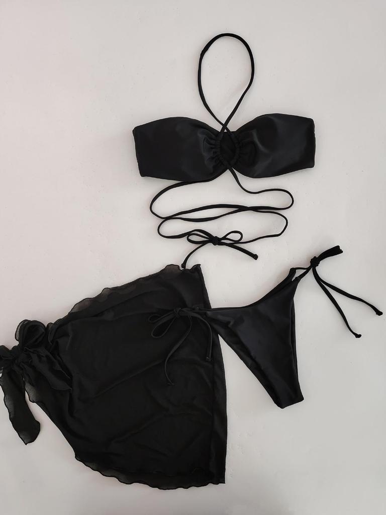 Clothing New European And American Sexy Bikini Split Gauze Skirt Three-Piece Swimsuit Female Bikini