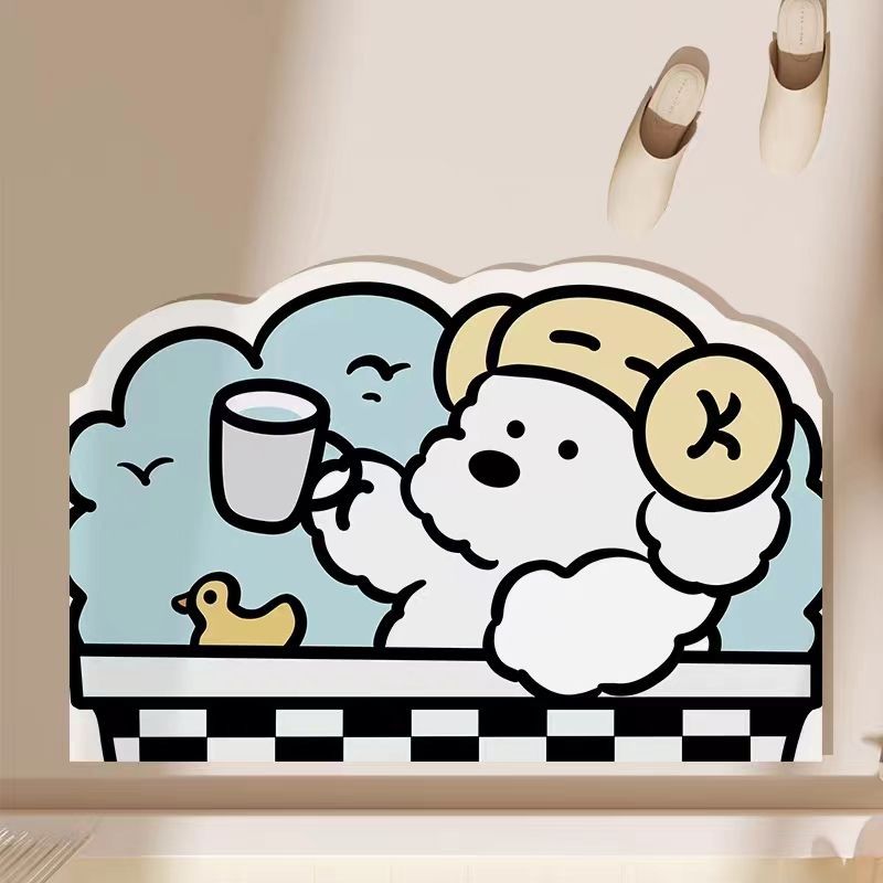 

Cute cartoon bathroom absorbent floor mat diatom mud household toilet toilet toilet quick drying non-slip foot pad 40X60cm 15.7X23.6in