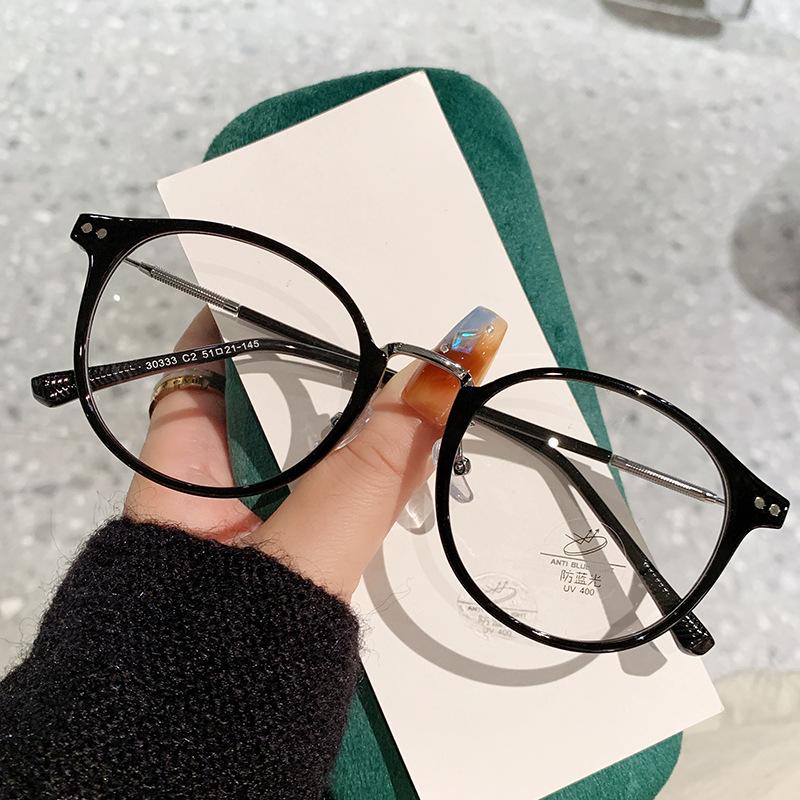 Glasses Female Eyeglass Frame Anti Spectacle Ray Leopard Minus Stylish Super Diopter Myopia Small Round Ladies Spectacle Blue Light Eyewear TR90