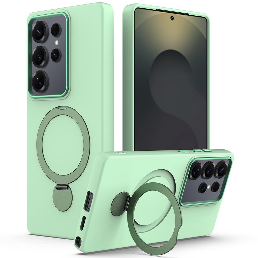 For Samsung Galaxy S24 Ultra Magnetic Case Rotating Ring Kickstand TPU + PC Back Cover