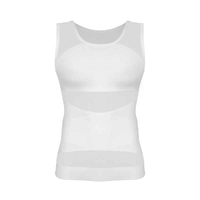 

Компрессионная рубашка для мужчин, утягивающая майка для похудения, формирователь живота, майка для коррекции фигуры, корректирующее белье без рукавов, жилет для мужчин XXXL белый