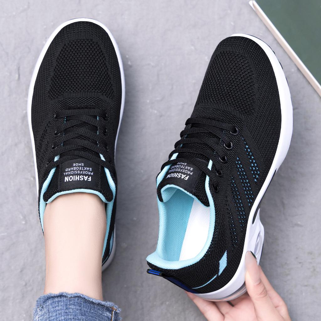 Sneakers Women's Shoes New Shoes Air Cushion Soft Sole Running Shoes Fly Woven Breathable Mesh Shoes Single Shoes
