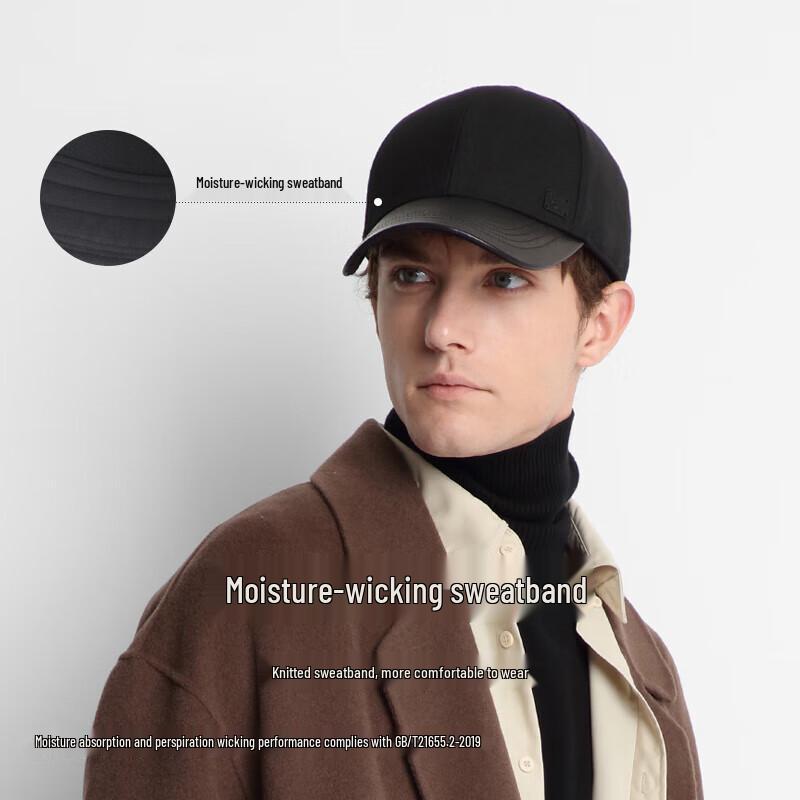 Kamon Men s Lamb Leather & Wool Baseball Cap 59cm
