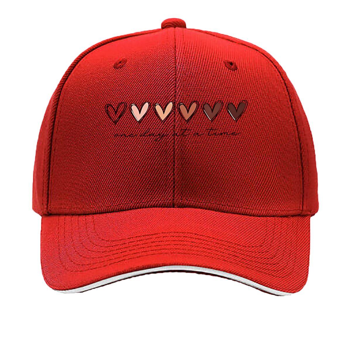Printed Heart Four Seasons Outdoor Washable Unisex Hat Breathable Adjustable Golf Cap for Women M Sandwich Baseball Cap One Size