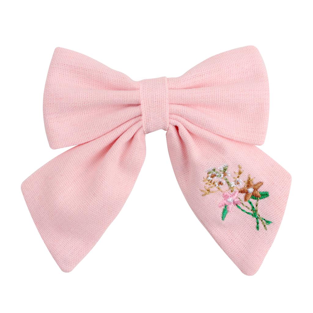 Embroidered Hair Clips Solid Flower Hairpins For Baby Girls Children Boutique Barrettes Handmade Hairgrips Kids Hair Accessories