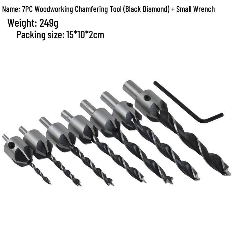 Woodworking Countersink Deburring Tool Set: 4PC & 7PC Five-Flute Countersunk Hole Opener Reamer Drill Bits.
