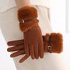 **Plush Gloves Women Winter Versatile Cold-Proof Warm Cycling E-Bike Frost Protection Full Finger Touchscreen Gloves**