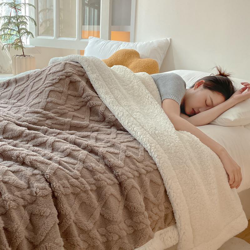 Winter Taf Velvet Double-Layer Coral Fleece Blanket - Lambswool Sofa Throw, Autumn/Winter Quilt