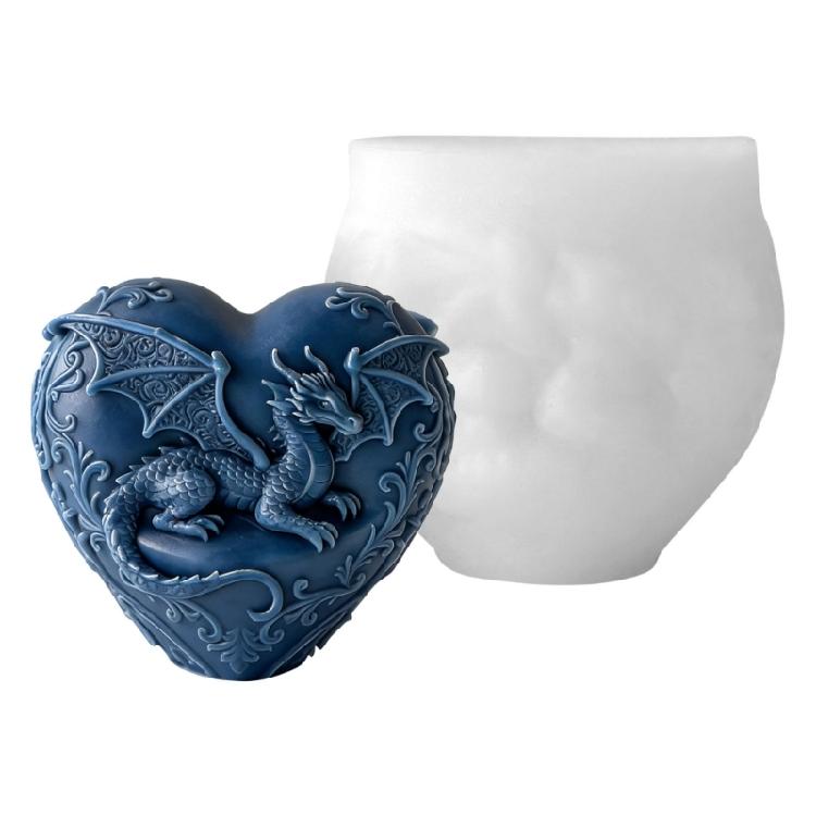

Heart Shape Silicone Candle and Chocolate Mold with Intricate Dragon Detailing Safe and Reusable Candle Making Supplies 1
