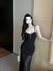Pure desire, Spice Girl mesh suspender dress, women's summer slim-fitting waist temperament, sexy hip-wrapped fishtail long skirt