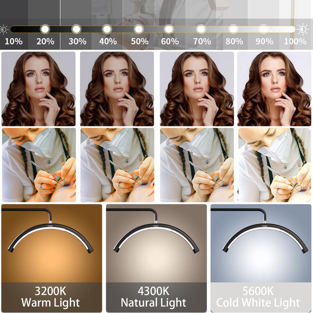 FOSOTO Fast Shipping Led Half Moon Eyelash Extension Floor Lamp Beauty Salon Make Ring Light for Nail Artist Lashes Extension