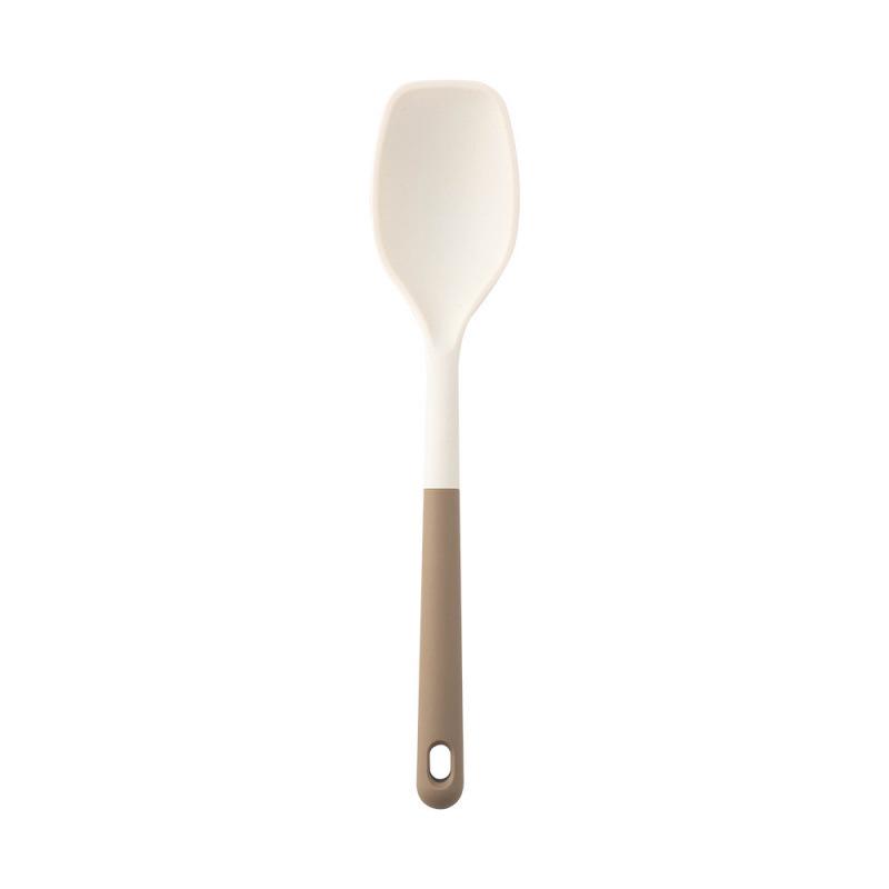 Heat-Resistant Silicone Kitchenware Set: Spatula, Soup Ladle, Slotted Spoon, Rice Spoon, Frying Pan Scraper, Oil Brush, and Flour Grabber.