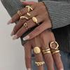 Ingemark 10Pcs/Set Vintage Creative Gold Color Open Rings for Women Wed Bridal Exquisite Metal Finger Rings Party Jewelry Gift