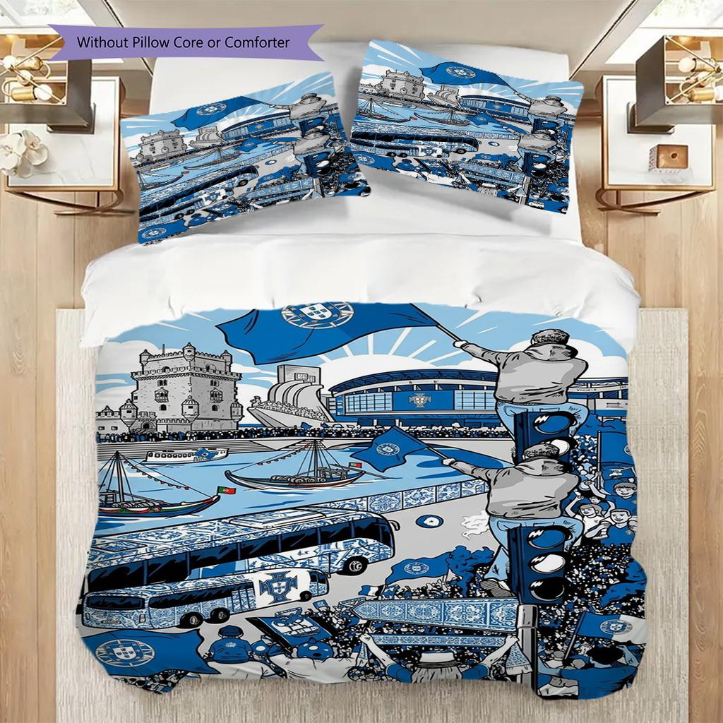 Vibrant City Sports Celebration Bedding (1 * duvet cover + 2 * pillowcase, without core) Bedding set Duvet cover and pillowcase Soft and comfortable