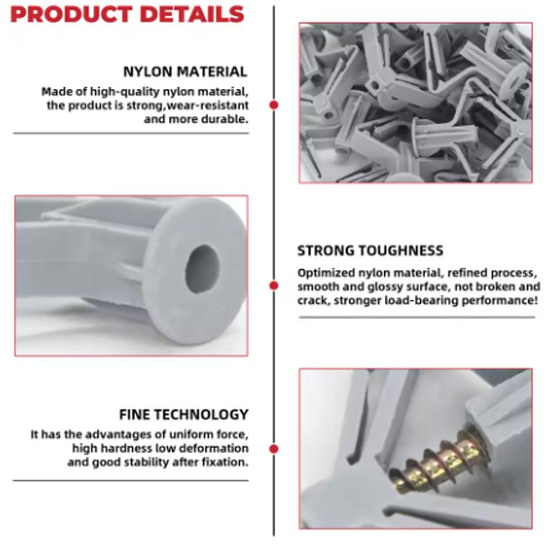 Butterfly Wall Anchors 100Pcs(50 Sets), Hollow Wall Expansion Tubes with Screws for Drywall & Plasterboard