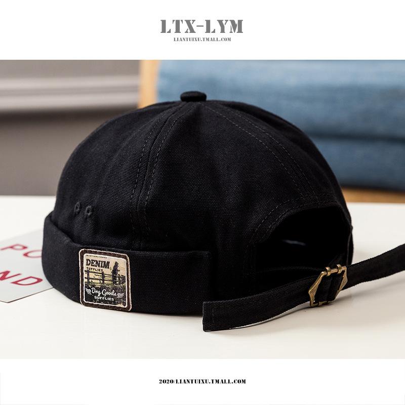 Retro Letter Label Brimless Caps Unisex Solid Color Beanie Men Women Summer Street Adjustable Docker Hats Melon Cap Hip Hop Cap