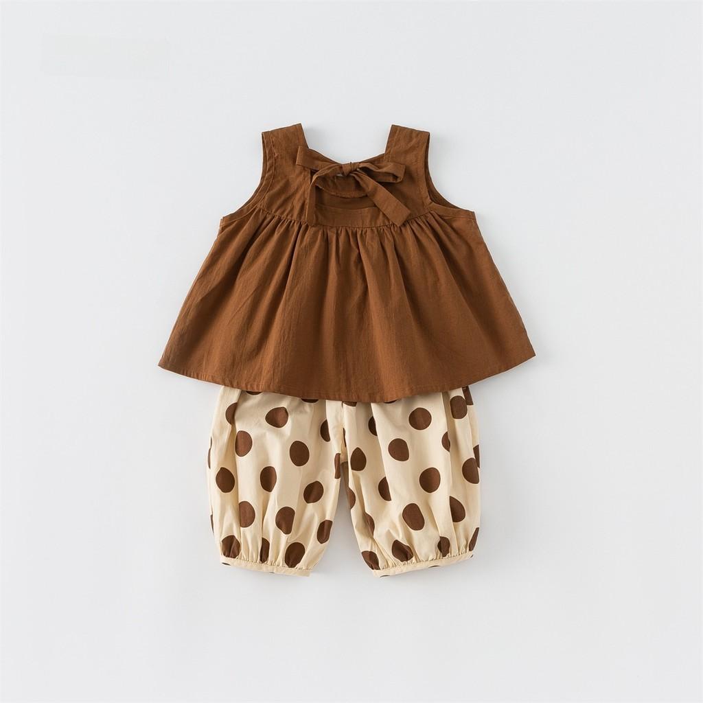 

Girl Summer Costume Set With Cotton Fabric For Ages 3 To 8 90CM коричневий