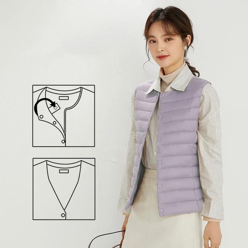 

Spring Women Sleeveless Puffer Vest Women s Ultra Light Down Vest Women Waistcoat Portable Warm Liner Inner Cloth Winter XS