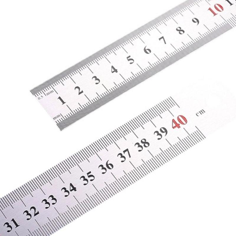 Stainless Steel Ruler with Inches Centimeters Scales Math Measuring Ruler Geometry Drafting Tool for Drawing Drafting