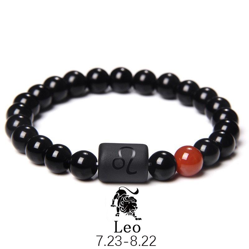 Fashion Jewelry Charm Unisex Black Stone Beads 12 Zodiac Signs Constelation Couple Bracelet