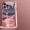 Růžový Květ Stříbrný Plážový Vzor Metalická Barva Skleněné Pouzdro na Telefon Pro iPhone 17 16 15 14 13 12 11 Pro Max 15 Plus 17Air 16E Kryt