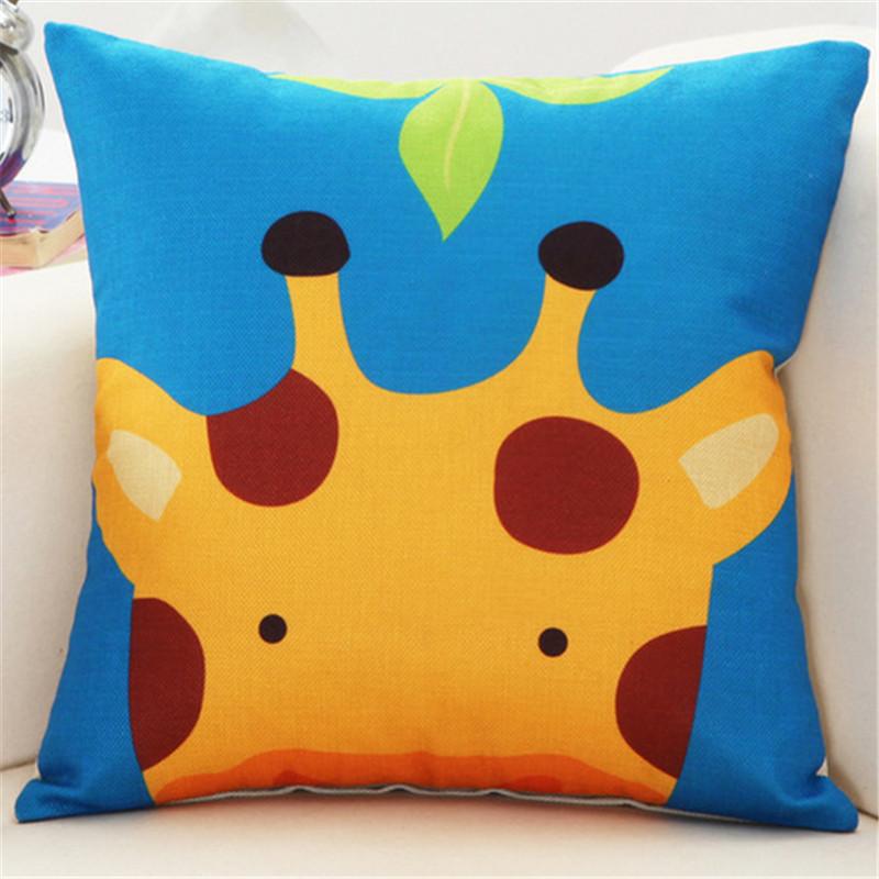 45x45cm Cute Cartoon Throw Pillowcase Home Linen Animal Printed Cushion Cover Car Sofa Pillow Cover Children Room Decorative