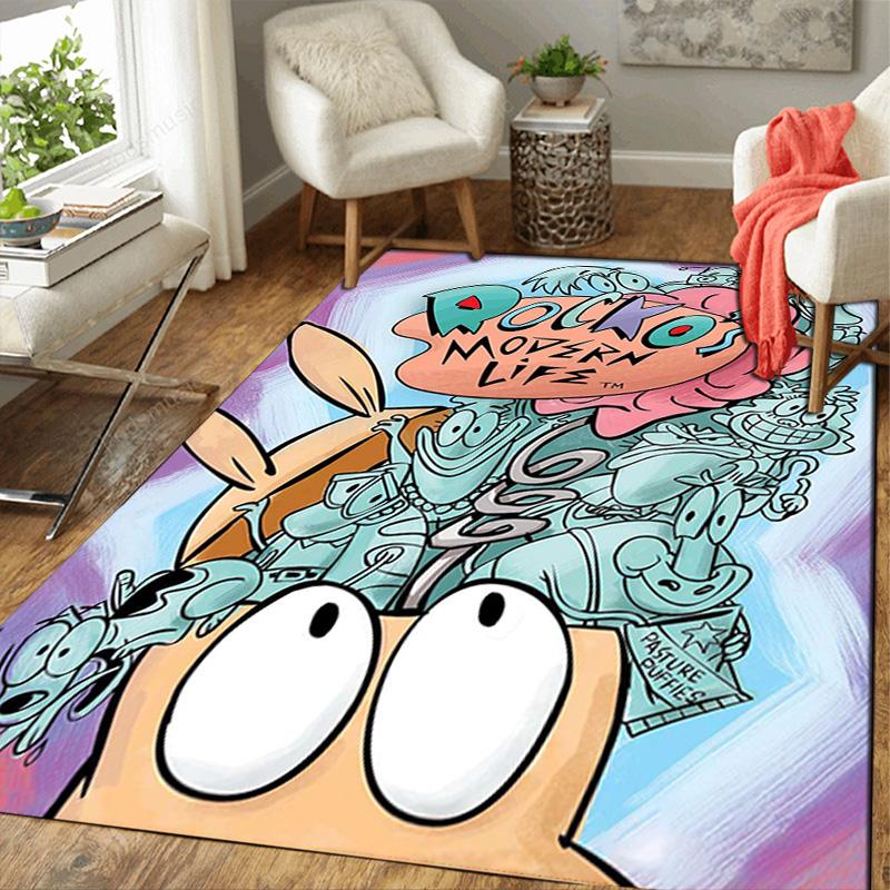 Rocko's Modern Life Rug Floor Mat for Living Room or Bedroom Soft and Comfortable Carpet a Gift for Birthday and Holiday.