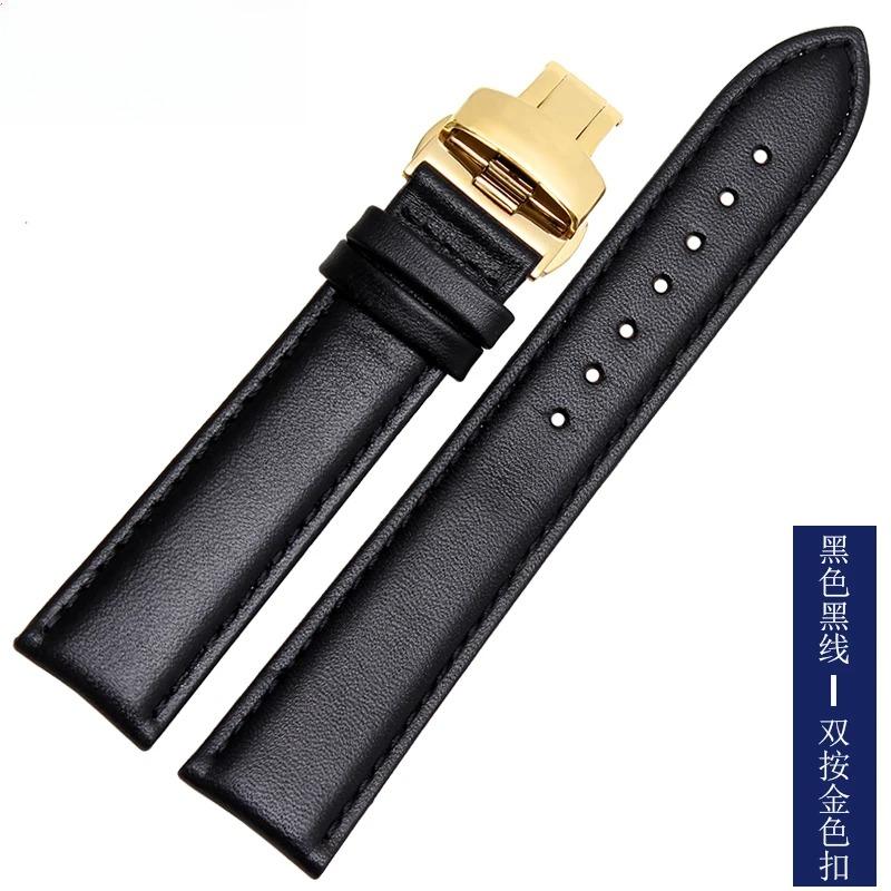 Smooth Genuine Calfskin Leather Watchband 18mm 19mm 20mm 21mm 22mm 23 Soft Straps Automatic Butterfly Buckle Business Watch Band