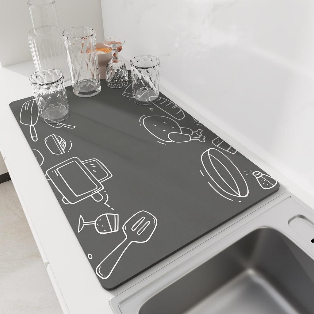 Kitchen Mat Absorbent Coffee Mat Dish Drying Mats Quick Dry Drain Pad Tableware Non-slip Draining Placemat Kitchen Faucet Rug