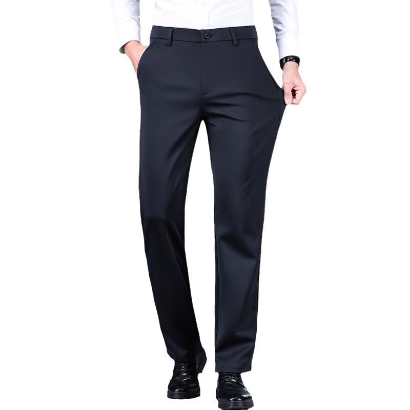 Herren Business Casual Hose mit schwarzem Samtfutter: Herbst-Winter Formeller Anzug Trend.