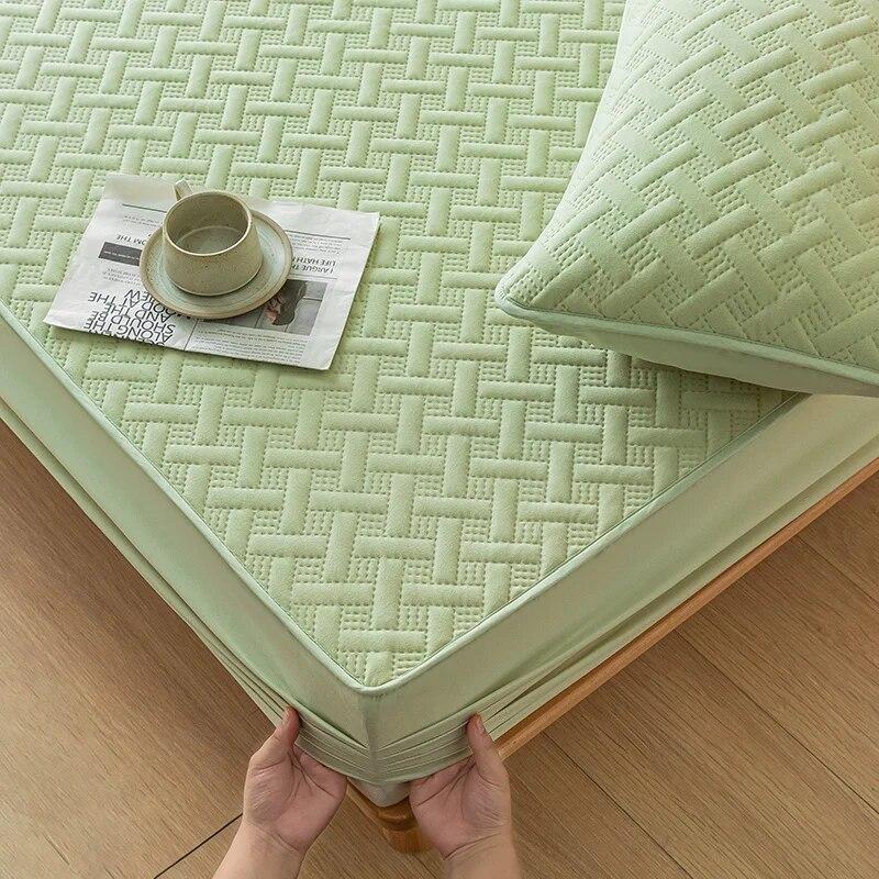 Soybean Fiber Thicken Mattress Protector Cover for Twin/Double/Full/Queen/King Beds Cotton Elastic Fitted Sheet Soft Bed Covers