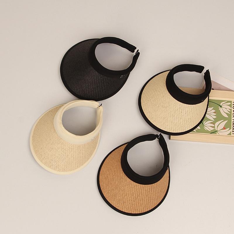 

Girls Straw Hat Boys Girls UV Protection Empty Top Hat Solid Color Children s Sun Hat