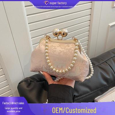2025 Pearl Chain Embroidered Shoulder Bag for Women - Chinese Style Trend