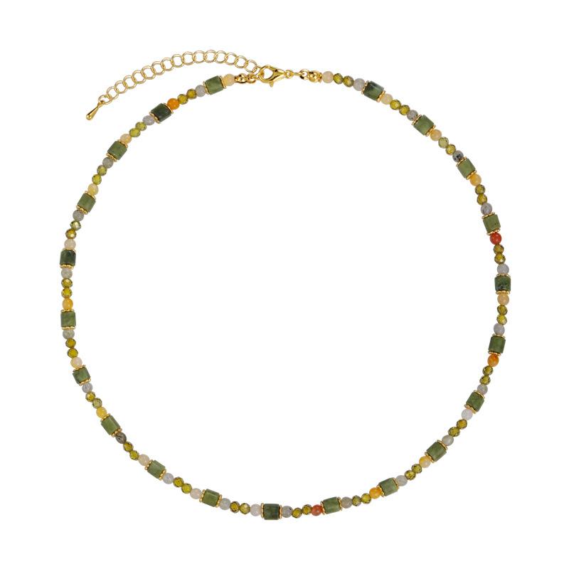 Summer Green Handmade Beaded Choker Necklace Light Luxury Design Clavicle Chain Jewelry 2025 Fashion Accessory
